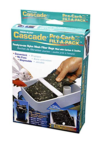 Penn-Plax Cascade Pro-Carb Z Filt-A-Pack, 2 Pack - Mixed Carbon & Zeolite Aquarium Canister Filter Media Bags - Pre-Bagged Nylon Mesh Replacement for Cascade, Freshwater & Saltwater Tanks - 8 Ounce - size: Cascade Carbon & Zeolite 8oz