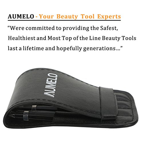 Tweezers Set 4-Piece Professional Stainless Steel Tweezers with Travel Case by Aumelo - Best Precision Eyebrow and Splinter Ingrown Hair Removal Tweezer Tip for Men & Women,Black - color: Black