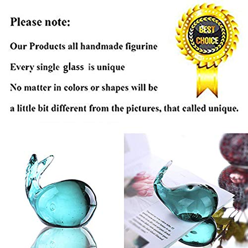 HDCRYSTALGIFTS Blown Glass Whale Figurine Collectibles 3.5'' Handmade Glass Sea Animal Paperweight Aquarium Decor Gift for Mom Women Ocean Lovers - color: Whale