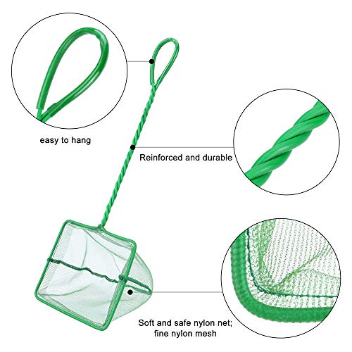 2 Pcs Aquarium Fish Net, 6 inches Fine Mesh Quick Catch Fish Net for Fish Tank Betta Fishing Net - color: Green, size: 6" (2-Pack)