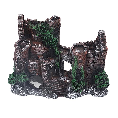 Tyenaza Fish Tank Castle Decoration, Aquarium Castle Decoration, Lifelike Hideout Resin Fish Tank House Ornament for Saltwater Freshwater