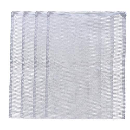 Large Filter Media Bags,Aquarium Mesh Bags with Plastic Zipper,White Net Bags for Bio Balls, Ammonia Remover 17.8" by 13.5" (4pcs)