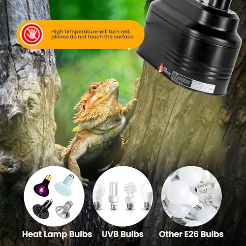Simple Deluxe Dual Reptile Light Fixture 160W, Reflector Dome Heat/UVB Lamp Cap, for Small Animal Terrarium and Tortoise Habitat - size: Dual Dome Light 160W