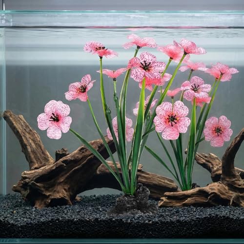 UKCOCO 2pcs Artificial Pink Aquarium Plants 2.16x1.77x8.25in Realistic Plastic Water Grass Decor Safe for Betta Fish Tanks Easy Install for Desktop & Large Aquariums