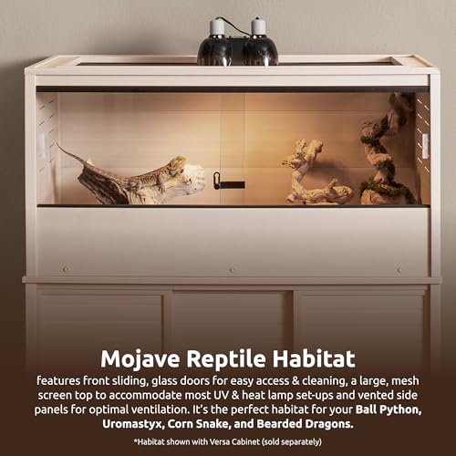 New Age Pet ECOFLEX 48" Wide Large Reptile Habitat, Mojave Lounge for Snakes, Tortoises & Lizards in Maple, Black & Grey, Easy Assembly, Sliding Glass Doors & Mesh Top - color: Tan, size: Large