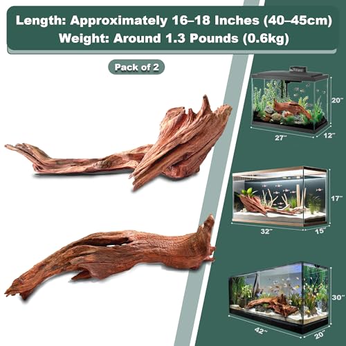 Natural Wood Driftwood for Aquarium Fish Tank Decor,Assorted Driftwood Trunk Branch for Reptile Tank Decor (MOP-ZYM Driftwood Branch (16 to19 Inch)-Pack of 2) - color: MOP-ZYM Driftwood Branch (16 to19 Inch)-Pack of 2
