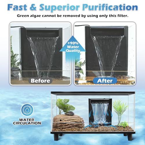 TARARIUM Turtle Tank Filter Aquarium Filter Power Adjustable 30-75 Gal. 290 GPH Large Internal Filter 3-Stage w/Replacement Media 4pcs Sponge Clip 1Pcs Ceramic Ball Plate Replacement for IX-120