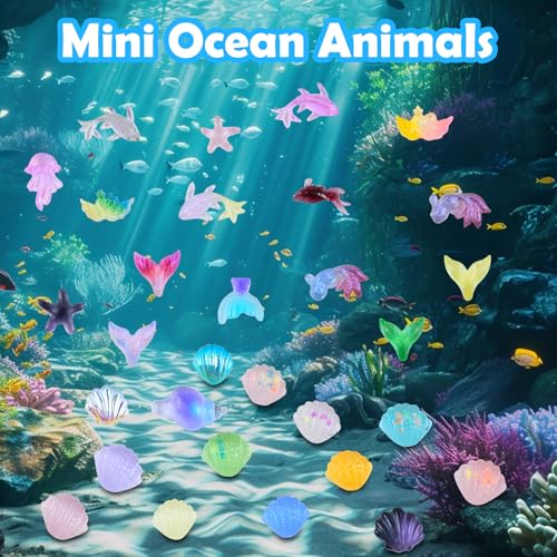 200 Pcs Mini Resin Ocean Animals Miniature Plastic Fish Aquarium Decorations Tiny Sea Animal Variety Figurines to Hide for DIY Crafts Fairy Garden Dollhouse Micro Landscaping Fish Tank