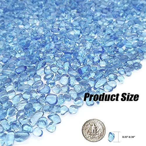Keedolla Aquarium Sea Glass Stones, 0.93LB Clear Glass Pebbles Marble Aquarium Fish Tank Rocks Gravel for Turtle Tank, Vase Fillers, Christmas Decoration - Light Blue - color: Light Blue, size: 0.93 Pound