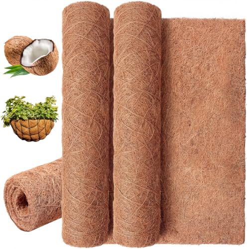 Jetec Coconut Liners for Planters, 12 x 120 Inch Natural Coco Planter Liner Flower Basket, Reptile Carpet, Fiber Mat, Garden Decoration, Animal Pet Reptile Pad - size: 12 x 40 Inch