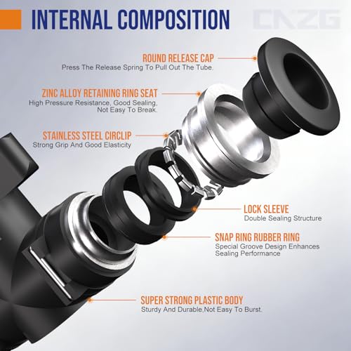 5/16(8mm) Push To Connect Valves,Pneumatic 5/16(8mm) Air Control Valve,Quick Push To Connects Fittings,Throttle Flow Speed Controller - color: Black BUC+SA, size: 5/16"OD(8mm)