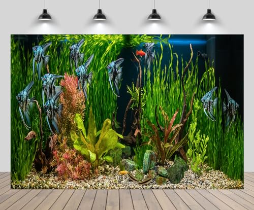 CHNYWORK 138x98 Inches Fish Tank Tapestry Wall Hanging Aquarium Underwater Grass Leaves Aquatic Plant River Stone Bed Lake Fish Background Living Room Bedroom Aesthetic College Dorm Wall Decor - size: 138''x98''
