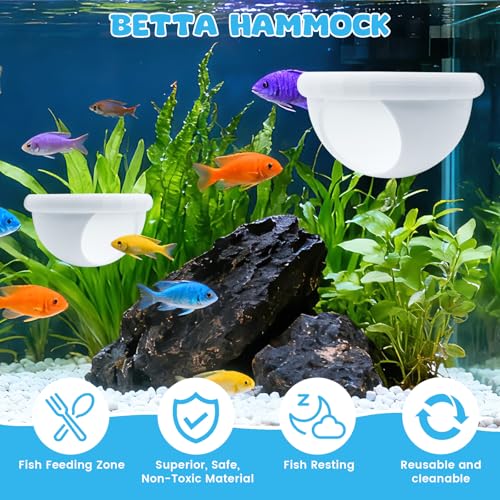 2 Pcs Floating Betta Hide & Shrimp Cave – All-in-One Aquarium Hammock, Aquarium Floating Betta Fish Skins, 3D Printed Feeding and Resting Shelter for Small Shrimp - color: White