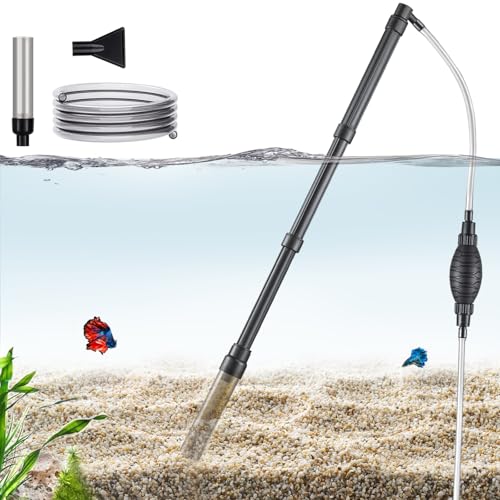 Aquarium Gravel Vacuum Sand Cleaner with 6Ft Pipe Fish Tank Water Changer Adjustable Length ABS(for 5~20Gal Tank)