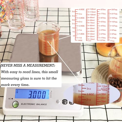High Borosilicate Glass Measuring Cup-V-Shaped Spout，Glass Measuring Beaker for Kitchen or Restaurant, Easy to Read, 120 ML (4 Oz)-Pack of 2 - size: 120 ML (4 Oz)-Pack of 2