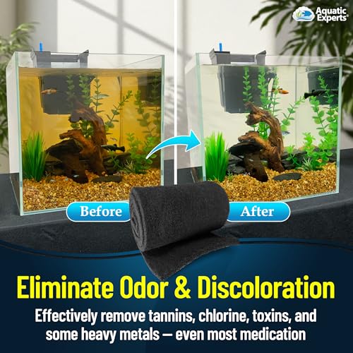 Aquarium Carbon Pad – Cut‑to‑Fit Carbon Infused Filter Pad Media for Crystal Clear Fish Tanks and Ponds, 3/8"–1/2" Thick (10.5 Inch Width, 36 Inch Long) - size: 36 Inch Long