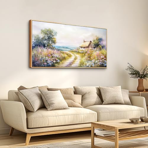ZUITINGHUA Wood Framed Canvas Wall Art For Living Room Wall Decor For Bedroom Office Wall Decoration Country Road Landscape Paintings Farmhouse Pictures Artwork Room Aesthetic Home Decor 20x40 In - color: Country Road Wood Framed, size: 40"L x 20"W