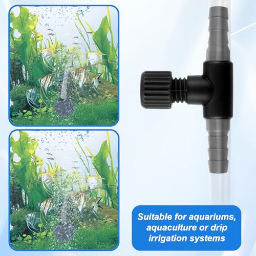 Psyqtsuary Aquarium Air Valve, 10 Pcs Aquarium Air Pump Control Valves T Shaped Single Way Plastic Air Flow Control Regulator Aquarium Air Pump Accessories for Fish Tank 3/16" ID Tubing (Black) - color: Black
