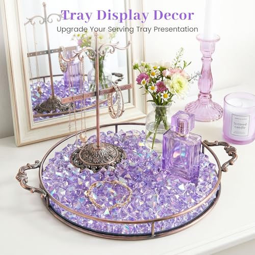 DomeStar 150PCS Purple Fake Ice, Fake Diamonds Sparkling Plastic Gems Vase Fillers for Centerpieces Wedding Party Decoration Table Scatter Display - color: Bright Purple