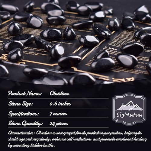 Obsidian Healing Crystal Stone Set - 24 Pieces, 0.6" Natural & Polished Stones for Healing, Meditation, Reiki, Chakra, Crafting & Decoration - color: Obsidian, size: 0.6"