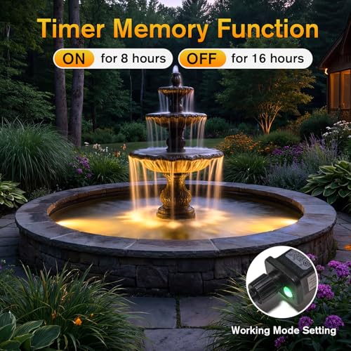 POPOSOAP LED Underwater Pond Lights 6-Head, IP68 Waterproof Pond Lights with Timer, 90° Rotatable Design & Gravity Base Fountain Lights for Pond Fountain Waterfall Aquarium Pool -P66HZ - size: 6 Warm White Lights- Corded Electric