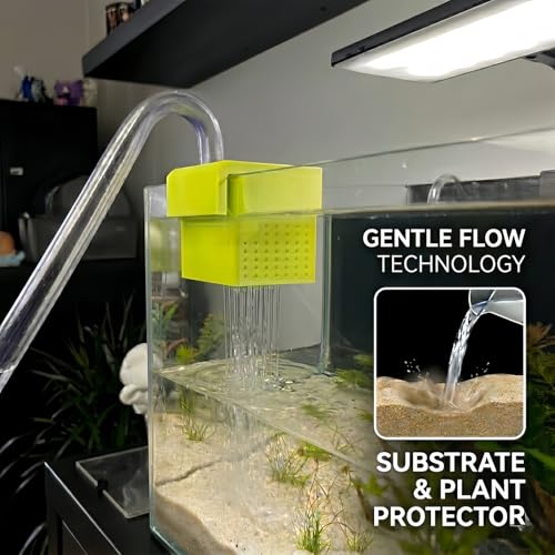 Aquarium Water Change Diffuser Compatible with Rimless & Framed Tanks, Substrate Protector & Flow Buffer for Gentle Filling, Fits 0-20mm Glass Thickness, Essential Fish Tank Maintenance Tool