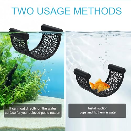 Betta Fish Hammock, Aquarium Floating Bed for Small Fish Minimalist Floating Rest Platform with Suction Cup Betta Hammock Fishes Tank Accessories for Shrimp Fishes Bettas(Black) - color: Black