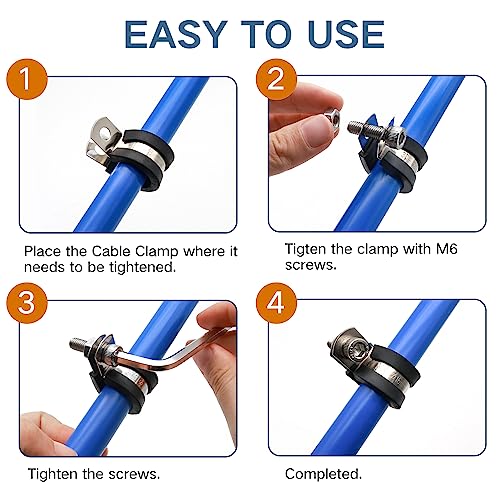 ZIPCCI Cable Clamps Assortment Kit, 25 Pack Stainless Steel Rubber Cushion Pipe Clips (1/4'' 5/16'' 3/8'' 1/2'' 5/8'' 3/4'' inch) - size: 1/4" to 3/4" Assortment (25 Pack)
