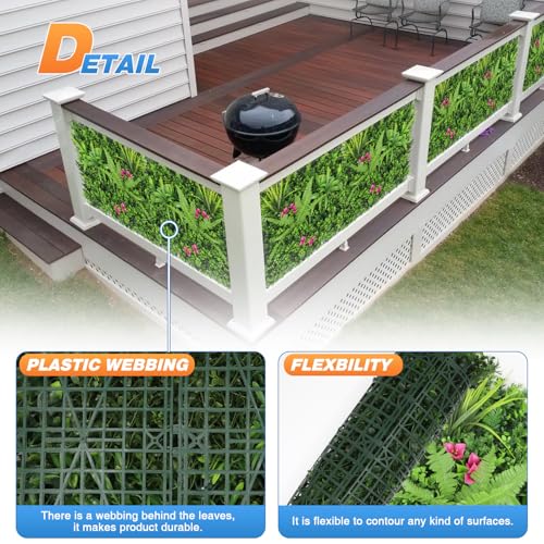 TANG 20"x20"-1PC Artificial Greenery Boxwood Panels Grass Wall Panel, Faux Privacy Fence Ivy Screens Backdrop Fake Hedge for Indoor Outdoor Wedding Décor, Style-12 - color: 20"x20" Panel-12, size: 20"x20"