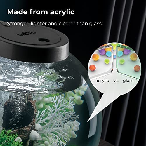 biOrb Classic 15 Acrylic 4-Gallon Aquarium with White LED Lights Modern Compact Tank for Tabletop or Desktop Display, Black-Trimmed Tank - color: Black, size: 4 Gallon, style: LED Lighting
