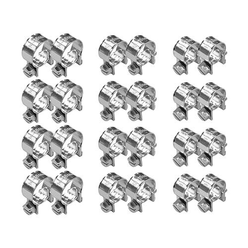 24PCS Small Fuel Injection Hose Clamps Assortment Kit,1/4" 5/16" 3/8" Gas Line Hose Clamp, Adjustable Pipe Hose Clip Tube Clamps Sleeving for Automotive,Agriculture,Plumbing - size: 24pcs - 1/4" 5/16" 3/8"