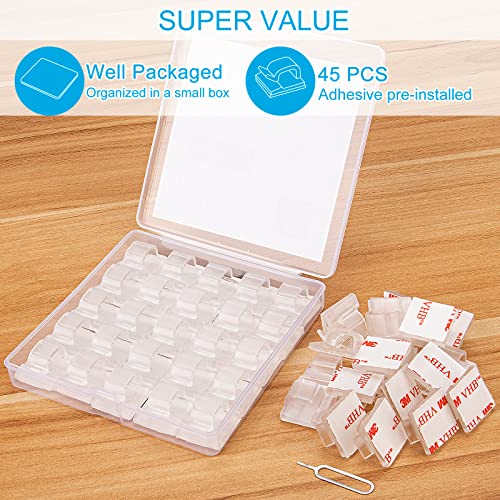 Adhesive Cable Clips Cord Organizer Clear (45 PCS, Large), Outdoor Light Clips for Christmas String Lights, Wall Wire Holder Clips for Ethernet Cable Management Under Desk, Led Light Hooks - color: Clear, size: Large