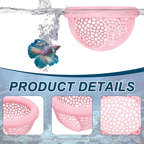 2Pcs Floating Betta Hammock Shrimp Shelter Betta Shrimp Feeder 3D Printed Fish Tank Accessories (S/L, Pink) for Small Aquarium Safe Rest - color: Pink