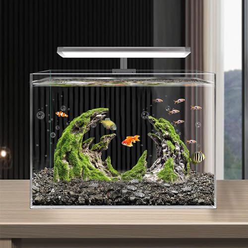 Novelsite Fish Tank Accessories, Aquarium Decorations, Scenery, Rock Ornaments - Create Aquatic Beauty with Premium Aquarium Decorations,8.5" W x 4.5" H x 3.2" D - color: Green Rockery, size: Canyon-S