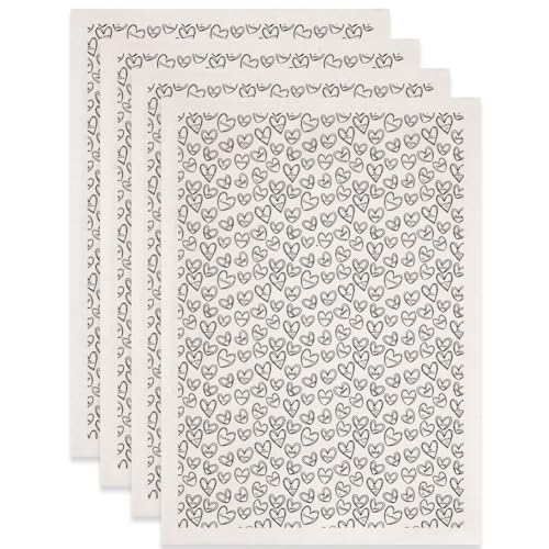 SUPERDANT 4PCS Heart Shape Underglaze Paper Transfer Love Joy Text Transfer Papers for Clay Ceramic Porcelain Under Glaze Transfers for Pottery Enamel Decals Black Underglaze Decal Handcrafted Gifts - style: Little Heart Pattern