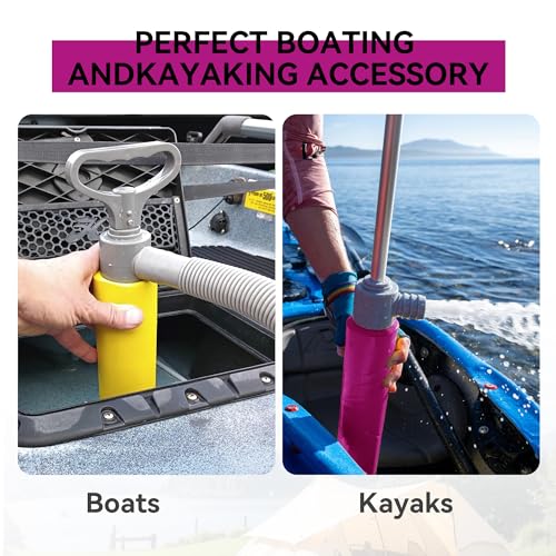 Manual Bilge Pump for Boats Kayak Canoe - Portable Siphon Pump, Kayak Bailer with Reversible Hose, Kayak Bilge Pump Medium/ 17 Inch, Rose - color: Rose Red, size: Medium