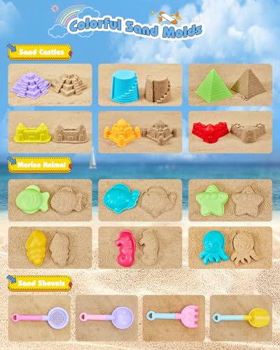 Beach Toys for Toddlers 1-3, Beach Toy Sand Toy for Kids Ages 4-8, 2 Collapsible Sand Bucket and Shovels, Mesh Bag, Sand Castle Animal Molds Sets, Travel Sandbox Toys for Toddlers Kids Age 3-10 - style: 2 Beach Buckets Set