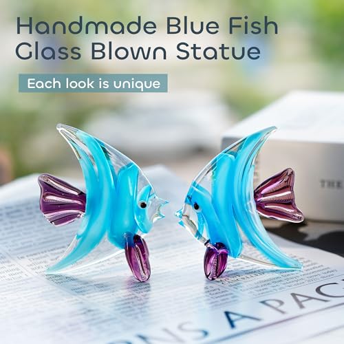 Crystalsuncatcher HDCRYSTALGIFTS 2.5'' Blown Glass Figurines Tropical Fish Murano Art Sea Life Minitures Handicraft Animal Figure for Fish Tank Ornament or Aquarium Decorations (Fish) - color: Style*8