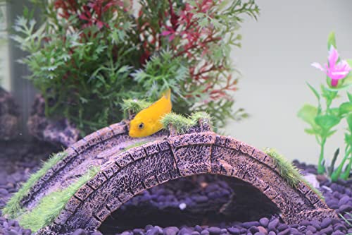 AQUA KT Fish Tank Decor Arch-Bridge Drawbridge with Grass for Aquarium Landscaping Decoration - color: Arch Bridge
