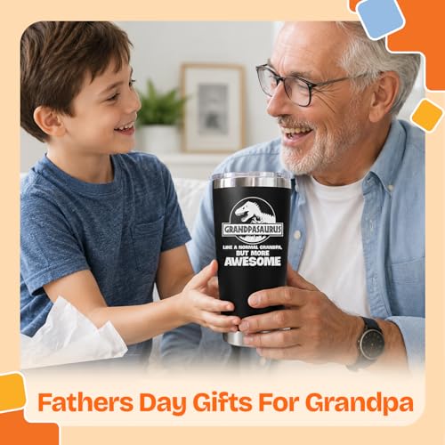 NewEleven Fathers Day Gift For Grandpa From Granddaughter, Grandson - Gift Ideas For Grandfather, New Grampa, Promoted To Grandfather, Grandchildren, Grandkid - 20 Oz Tumbler - color: Grandpa black
