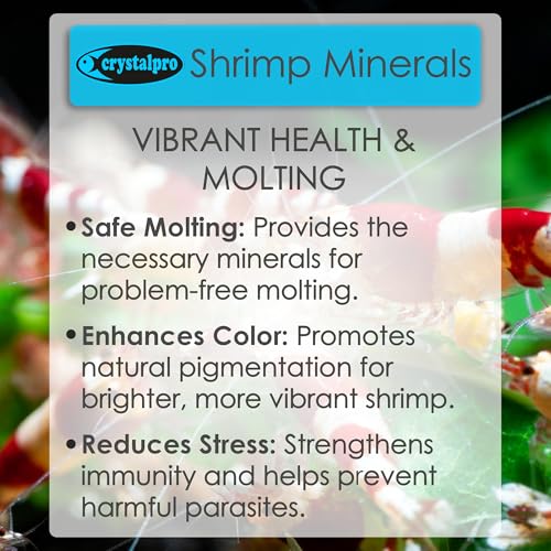 Crystalpro Shrimp Minerals 4.2 Oz – Liquid Aquarium Salt & Trace Elements for Freshwater Shrimp Tanks – Supports Caridina & Neocaridina – Molting & Breeding Additive – Invertebrate Tank Conditioner - size: 125 ml