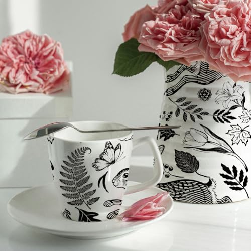 SUPERDANT 4PCS Rabbit Flowers Underglaze Paper Transfer Animal Leaves Transfer Paper for Clay Ceramic Porcelain Under Glaze Transfers for Pottery Enamel Decals Black Underglaze Decal Papers - style: Rabbit and Floral