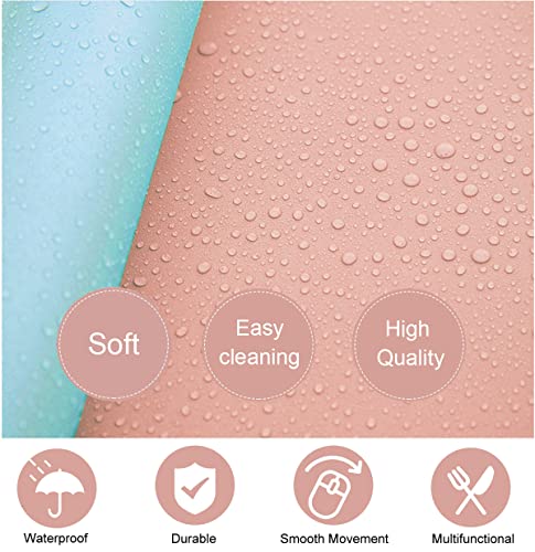SUJAYU Dual Sided PU Leather Desk Pad, Mouse Pad, Office Desk Mat, Non-Slip Laptop Desk Pad, Waterproof Desk Writing Pad for Office and Home (31.5" x 15.7", Pink+Light Blue) - color: Pink+light Blue, size: 15.7" x 31.5"