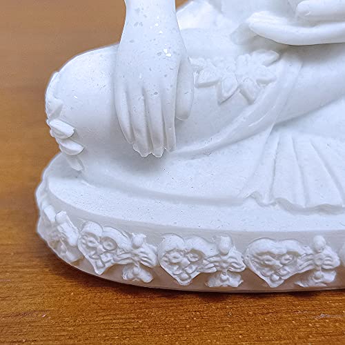 HYFAN Mini Sandstone Buddha Yoga Meditation Statue Harmonious Figurine Collectible Craft Feng Shui Sculpture Decor for Home Office Shelf Desktop (White 2 - color: White 2
