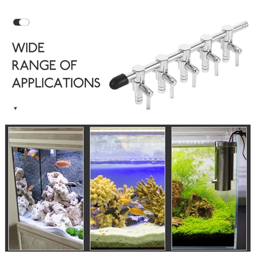 Kisangel Fish Tank Air Pump Splitter Valve 5-Hole Aquarium Air Flow Control Distributor Brass Chrome-Plated 4mm Aquarium Airline Connector