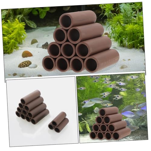 HANABASS 2pcs Pottery Shrimp Habitat Ornament Aquarium Breeding Shelter Fish Tank Hiding Spots Durable Spawning Tube Decorations for Shrimp and Betta Fish Care