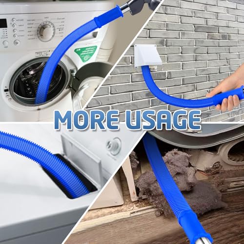 PetOde 2 Pieces Dryer Vent Cleaner Kit - Upgraded Vacuum Hose Attachment Compatible with Most Vacuum Cleaner, Flexible Dryer Lint Brush, Quickly Lint Remove, Deep Blue - color: Deep Blue