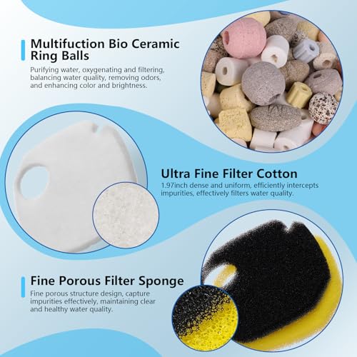 AQQA 581GPH Canister Filter, Ultra-Quiet External Aquarium Canister Filters, 3 Stage Filtration Aquarium Filter with Quartz Balls and Filter Cotton for Fish Tanks and Aquariums Up to 150 Gallon 35W - size: 581GPH
