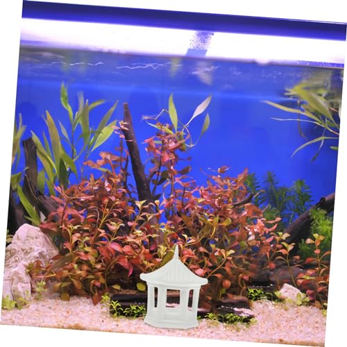 HANABASS Hexagonal Pavilion Ornament 2.79X2.44X2.16In Miniature Ceramic Pavilion Statue for Fish Tank Decor Aquarium Decoration Zen Garden Accessories and Desktop Ornament