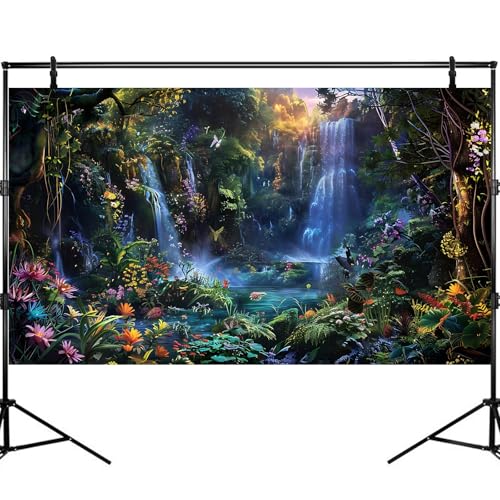 Waterfall Aquarium Background Enchanted Fantasy Forest Vibrant Blooms Fish Tank Background Tropical Forest Tranquil Stream Reptile Tank Backgrounds Fairy Rainforest Terrarium Backgrounds 24x12in - color: Blue_Green, size: 24(W)x12(H)inches/ 60(W)*30cm(H)